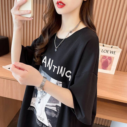 質感のいい 半袖 ラウンドネック Tシャツ ワンピース ＜F-8638＞
