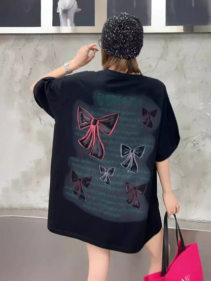 個性的なデザイン プリント ラウンドネック 半袖 Tシャツ カットソー＜F-8273＞