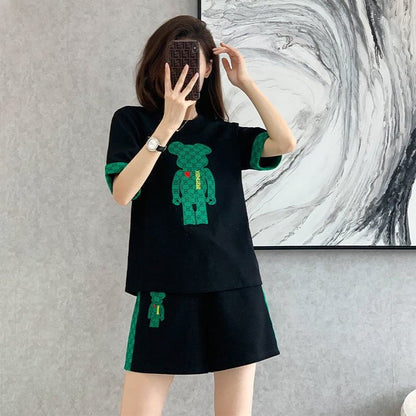 大好評 カジュアル 話題沸騰中 切り替え 全3色 半袖 Tシャツ ショートパンツ セットアップ ＜F-9007＞