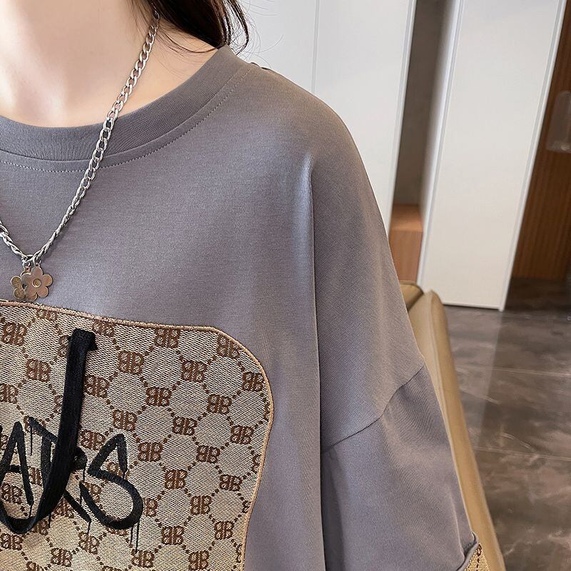 活躍する優秀アイテム 刺繍 個性的なデザイン 切り替え 2色選択 半袖 Tシャツ F-9275