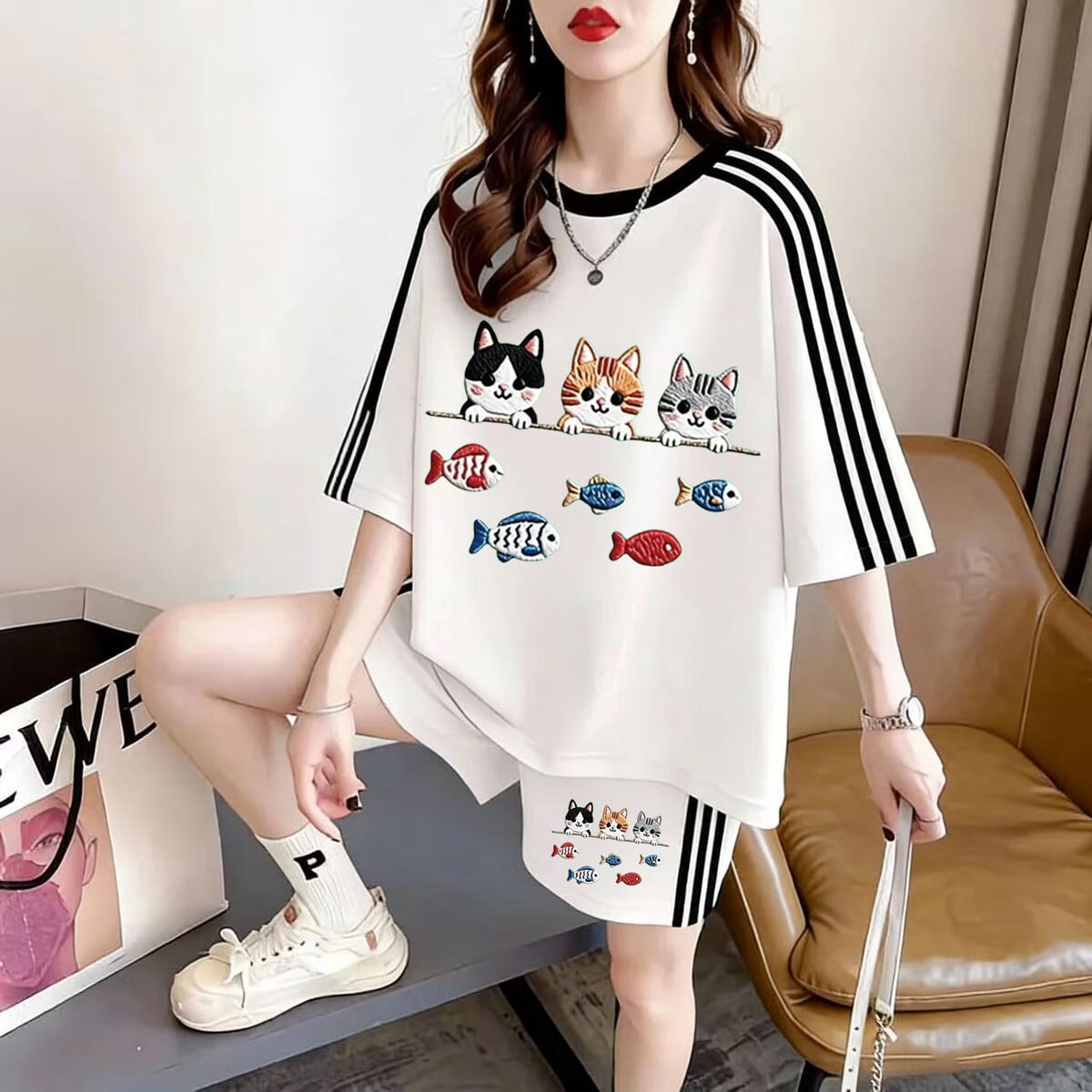 肌触りの良い 半袖 Tシャツ＋パンツ セットアップ F-13239