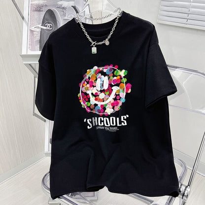 話題沸騰中 スマイリー カジュアル 半袖 Tシャツ <F-8651>