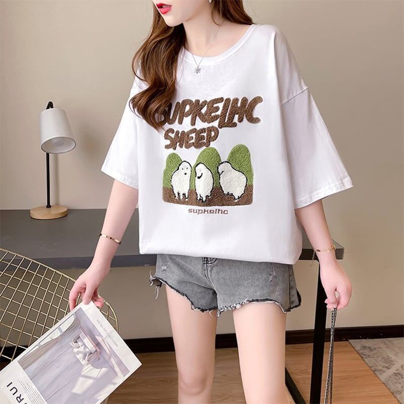 合わせやすい   チャーミング Tシャツ カットソー＜F-3480＞
