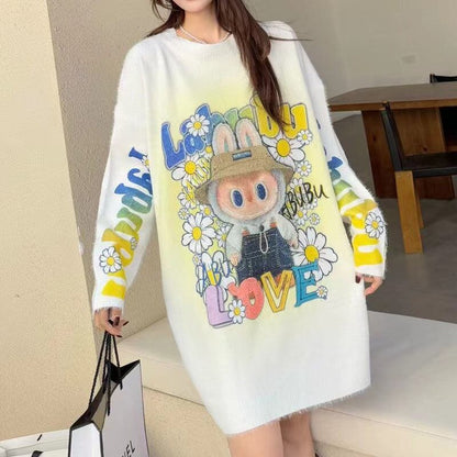 大人可愛い プラスベルベット デザイン性抜群 ニットF-10306