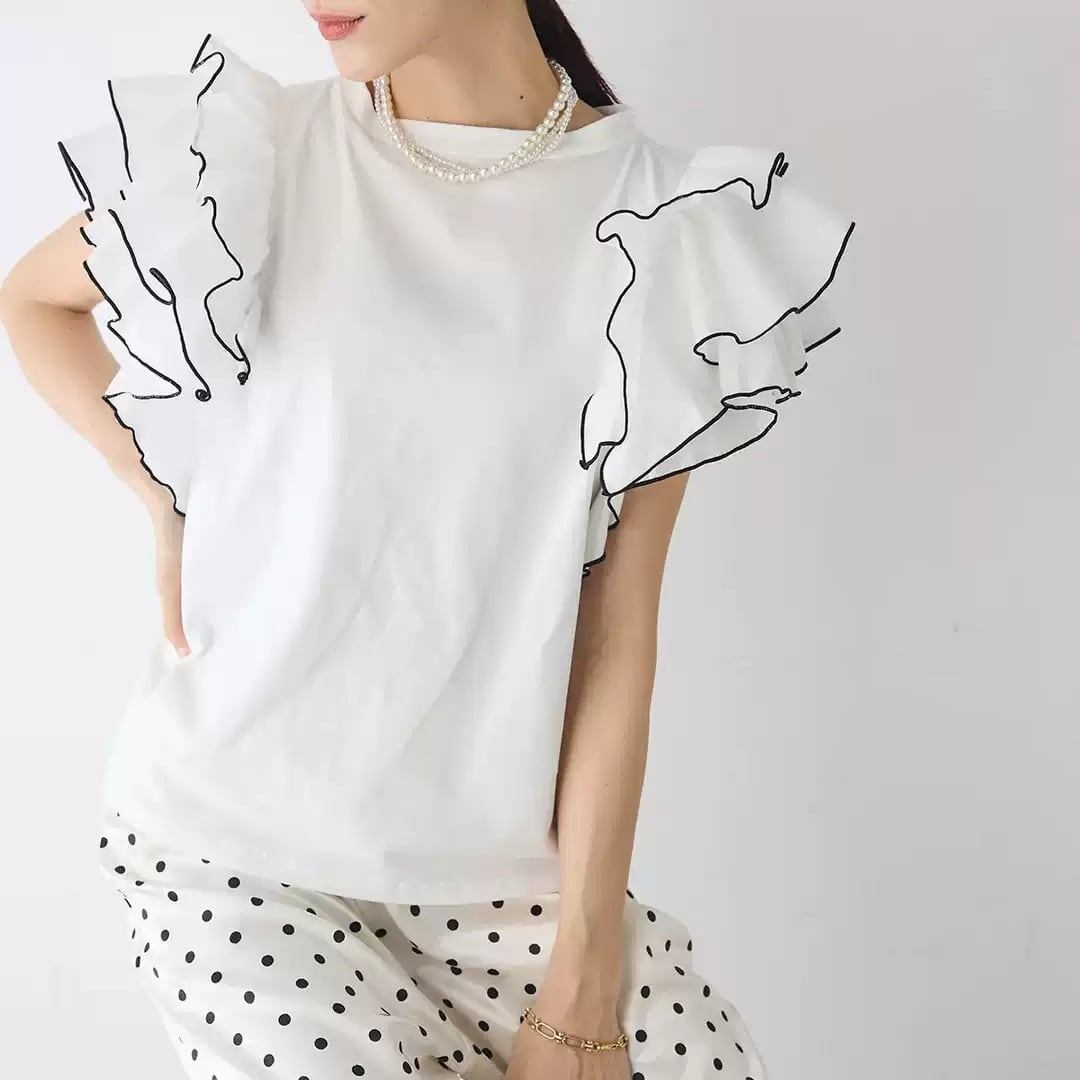 美人度アップ 早い者勝ち 大人可愛い カジュアル 共2色 TシャツF-12149