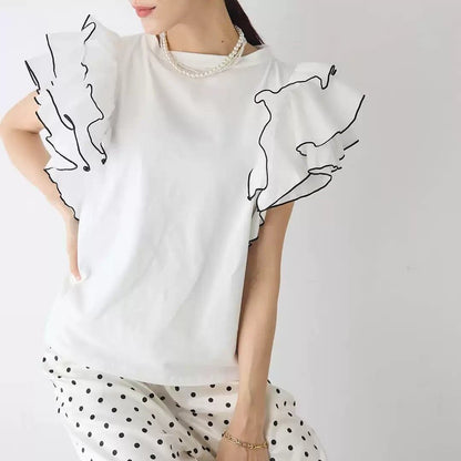 美人度アップ 早い者勝ち 大人可愛い カジュアル 共2色 TシャツF-12149