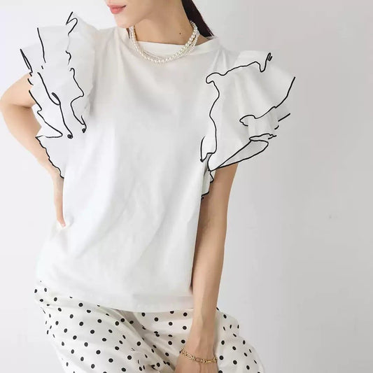 美人度アップ 早い者勝ち 大人可愛い カジュアル 共2色 TシャツF-12149