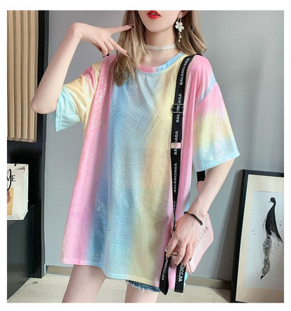 超人気 特別デザイン 着回し力抜群 プリント 2色選択 半袖Tシャツ＜F-8592＞