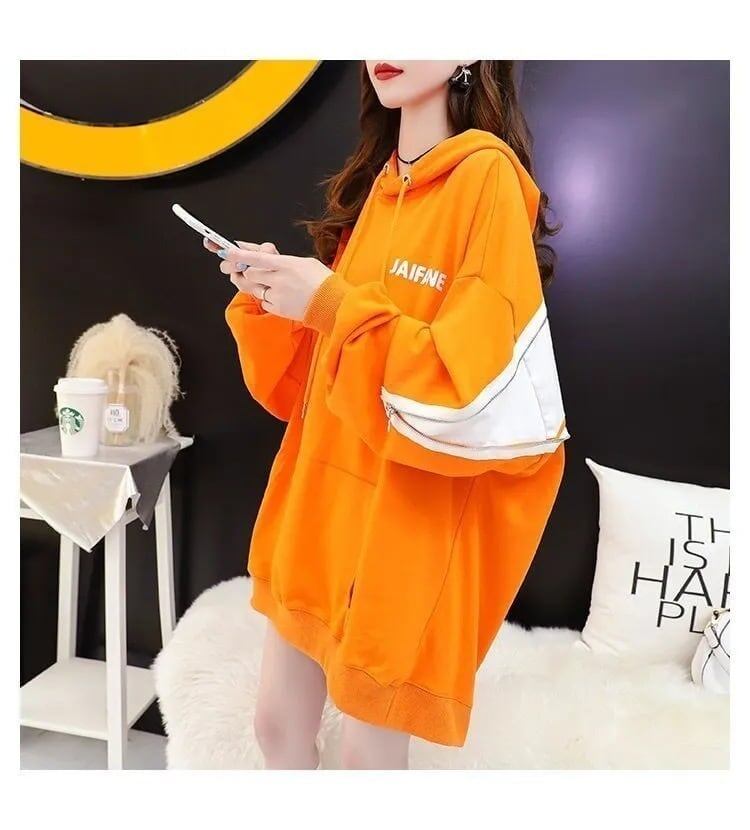 韓国系  着?せ ゆったりパーカー二色ありF-4138