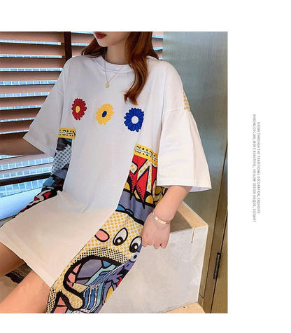 大人気ロング丈Tシャツワンピース  2色 ＜F-1160＞