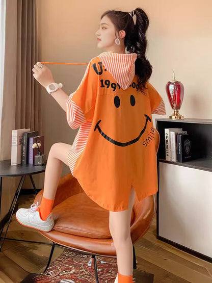 スタイルアップ効果抜群 ストライプ柄 アバンギャルド 切り替え レース プリント全2色 半袖TシャツF-9111