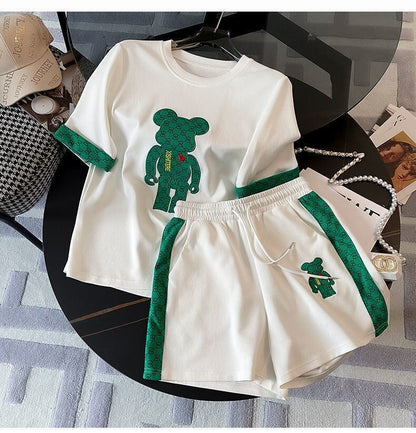 大好評 カジュアル 話題沸騰中 切り替え 全3色 半袖 Tシャツ ショートパンツ セットアップ ＜F-9007＞