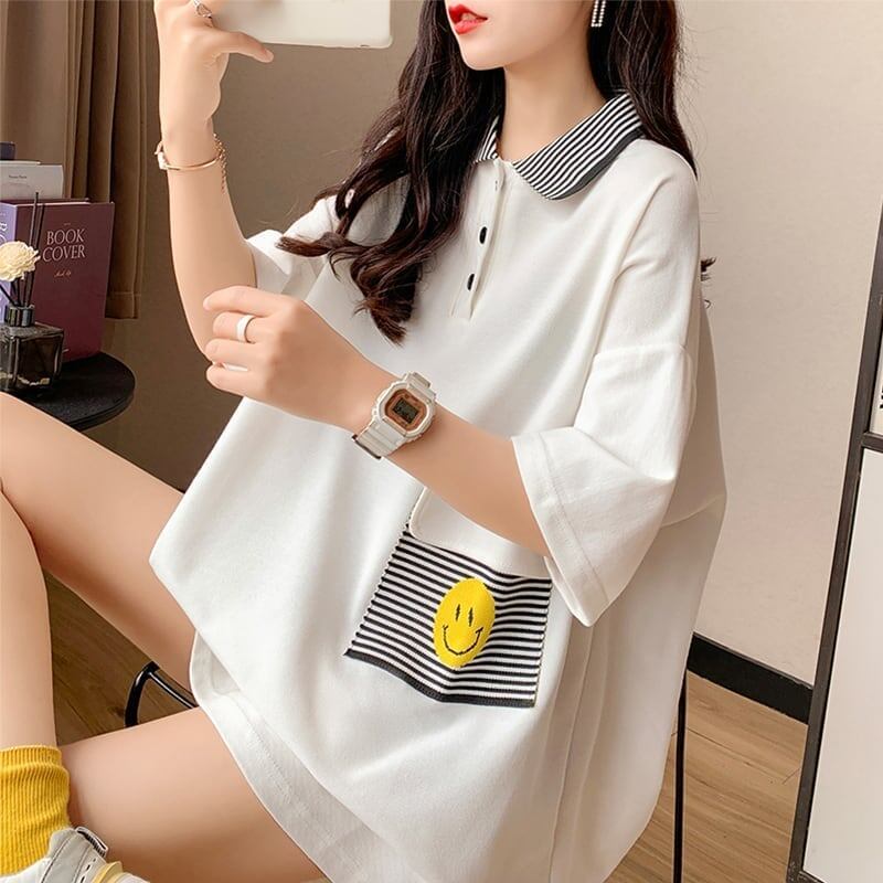 カジュアル 3色選択可 お洒落 ストライプ Tシャツ カットソー＜F-3068＞