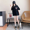 美人度アップ   ワッフル ロング Tシャツ ゆったり半袖 ＜F-2930＞