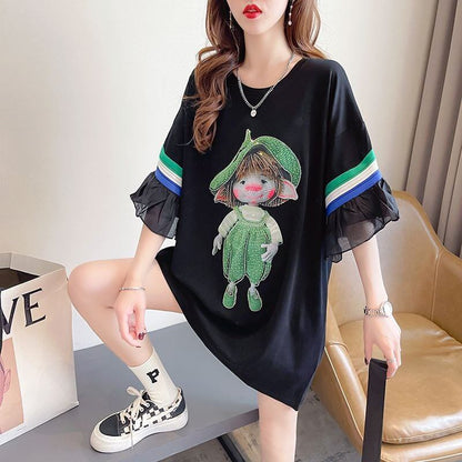新商品 切り替え キュート ゆったり 全2色 半袖Tシャツ＜F-8349＞