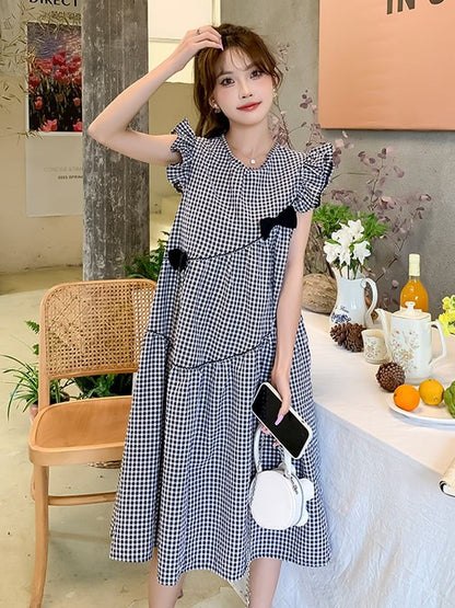 超人気 シンプル 大人可愛い チェック柄 フロックF-8144
