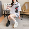 美人度アップ   ワッフル ロング Tシャツ ゆったり半袖 ＜F-2930＞
