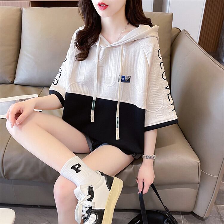 高級感 帽子付き 半袖 Tシャツ スウェット ＜F-8640＞