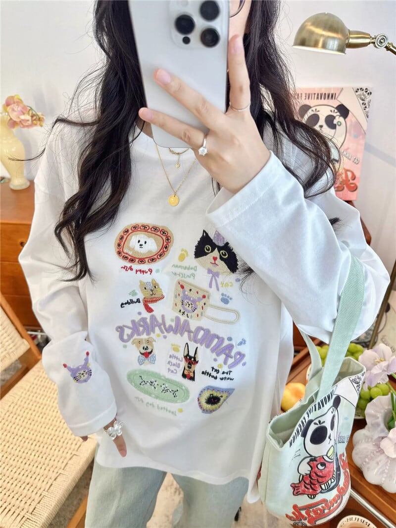 新商品 大人可愛い 求めてたデザイン 肌触り抜群 プリント 5色選択 TシャツF-9369