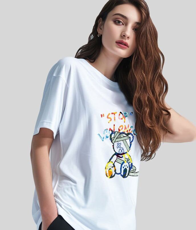 スタイルアップ カジュアル おしゃれ度高め プリント全5色 半袖Tシャツ<F-9437>