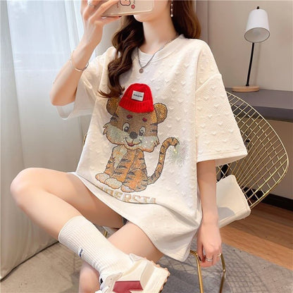デザイン感   チャーミング Tシャツ カットソー＜F-3401＞
