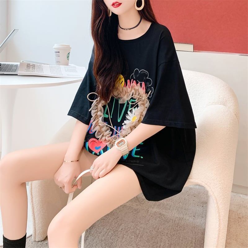 デザイン感   チャーミング Tシャツ カットソー＜F-3529＞