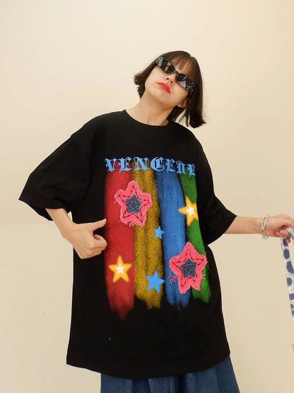 話題沸騰中 目を奪われる 流行新作 個性的なデザイン 2色選択 半袖 Tシャツ F-9309