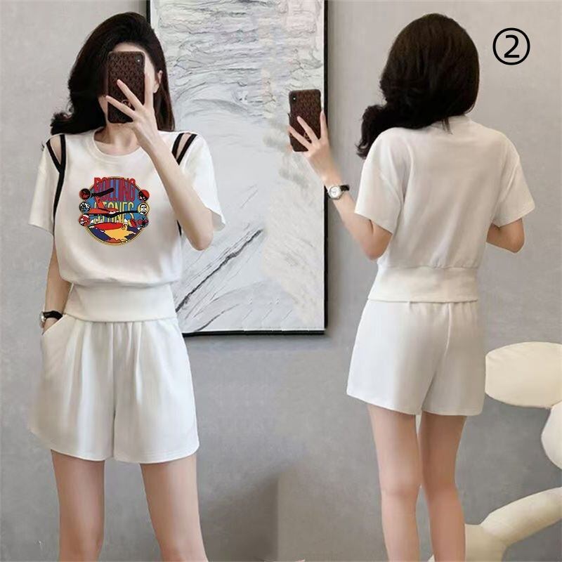 大人可愛い カジュアル 夏に嬉しい機能付き 半袖Ｔシャツⅹパンツセット全4色<F-11194>