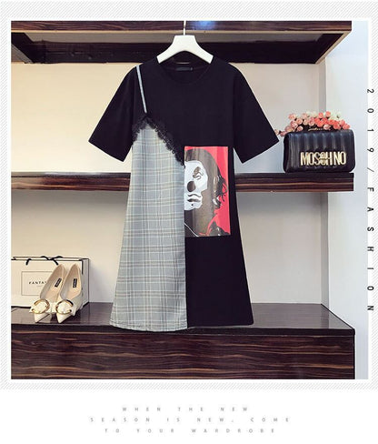 早い者勝ち カジュアル 好感度UP 半袖 Tシャツ ワンピース ＜F-11723＞