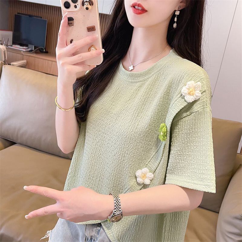 超人気 シンプル 好感度UP スウィート 3色選択 半袖Tシャツ＜F-8579＞
