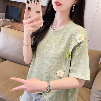 超人気 シンプル 好感度UP スウィート 3色選択 半袖Tシャツ＜F-8579＞