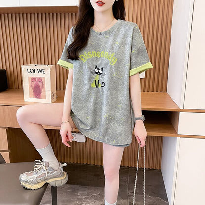スウィート 早い者勝ち 絶対流行 カジュアル 2色選択 Tシャツ<F-11572>