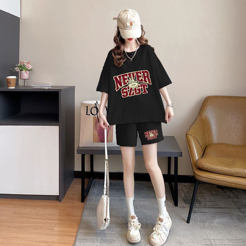 売り切れ必至 プリント カジュアル 半袖Ｔシャツⅹパンツセット全2色 <F-8549>