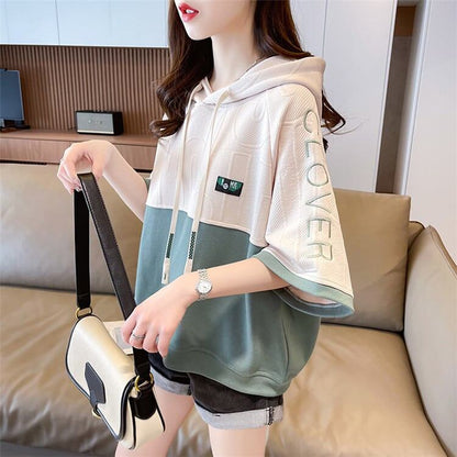 高級感 帽子付き 半袖 Tシャツ スウェット ＜F-8640＞