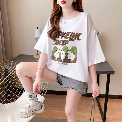 合わせやすい   チャーミング Tシャツ カットソー＜F-3480＞