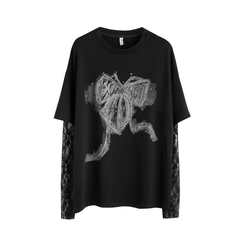 話題沸騰中 レイヤード風 美人度アップ ルーズ Tシャツ ＜F-8707＞