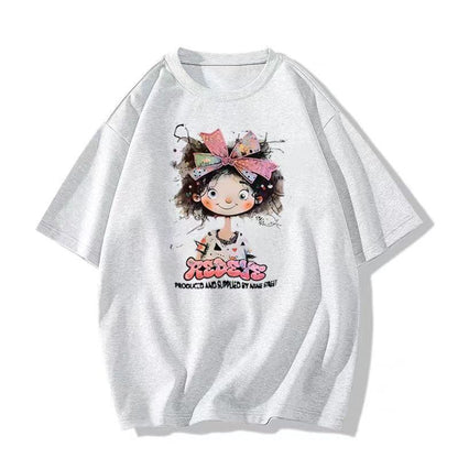 超人気 キュート カジュアル 全3色 半袖 Tシャツ <F-8670>