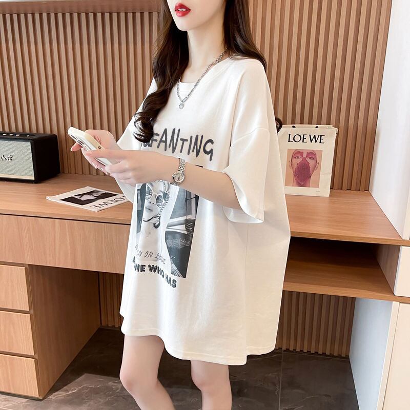 質感のいい 半袖 ラウンドネック Tシャツ ワンピース ＜F-8638＞