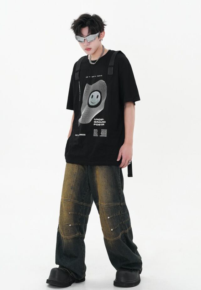 話題沸騰中 特別デザイン スタイルアップ効果抜群 ゆったり 男女兼用 半袖Tシャツ＜F-9060＞