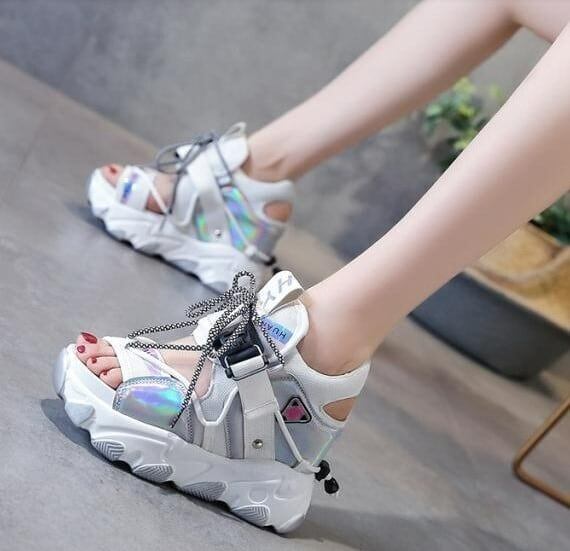 【シューズ】おしゃれ度高め   ファッションオープントゥ大人気合わせやすい厚底サンダルF-776