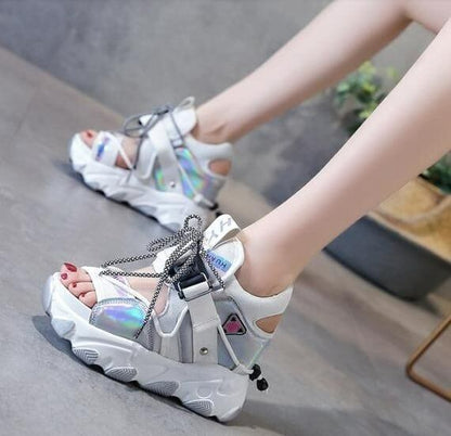【シューズ】おしゃれ度高め   ファッションオープントゥ大人気合わせやすい厚底サンダルF-776