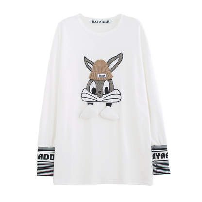 【秋の初めの割引！！】美人度アップ   ウサギちゃん 長袖Tシャツ ＜F-4007＞