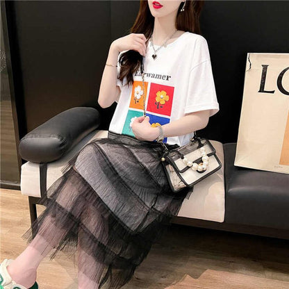 美人度アップ   デザイン感 プリント ワンピース＜F-3485＞