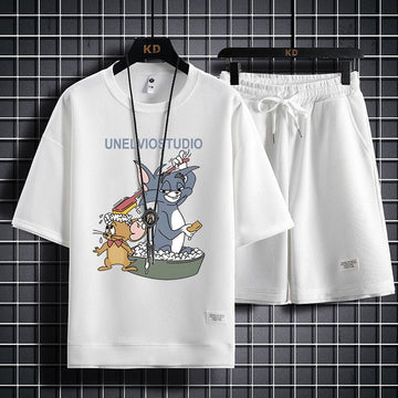 男女兼用 大人気 プリント Tシャツ & ショーツ セットアップ F-13331