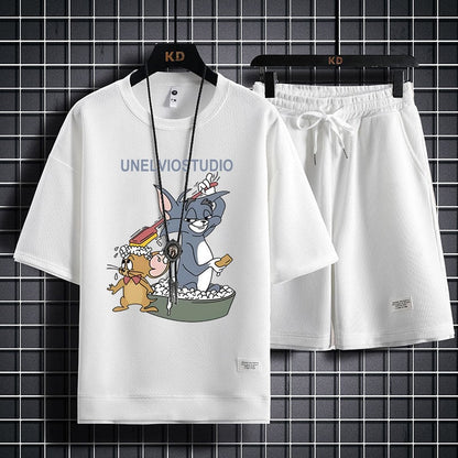男女兼用 大人気 プリント Tシャツ & ショーツ セットアップ F-13331