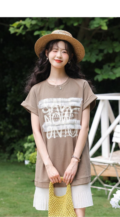 【半額！期間限定！！】大好評 スウィート 大人可愛い プリント レイヤード風 ワンピース<F-8683>