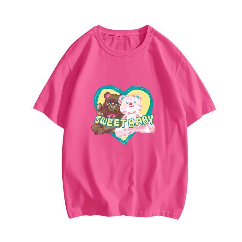 絶対欲しい大人可愛い カジュアル 高見えデザイン プリント全6色 半袖TシャツF-9328