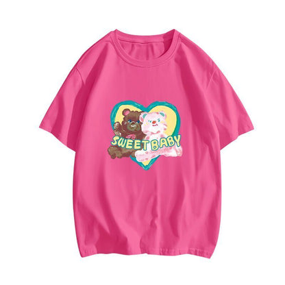絶対欲しい大人可愛い カジュアル 高見えデザイン プリント全6色 半袖TシャツF-9328