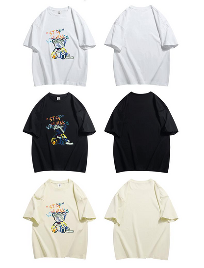 スタイルアップ カジュアル おしゃれ度高め プリント全5色 半袖Tシャツ<F-9437>