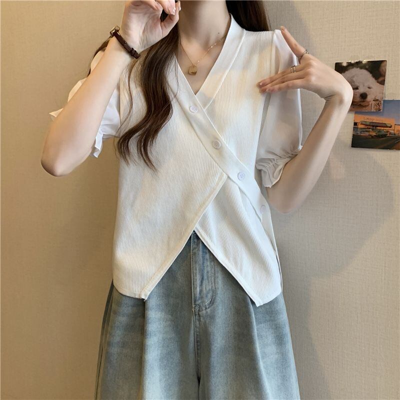 絶対流行 ストライプ柄 カジュアル Vネック 全3色 半袖 Tシャツ＜F-8733＞